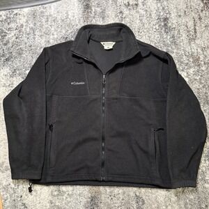 Columbia Vintage Mens Full Zip Fleece Jacket Black XL Soft Outdoor Sweater